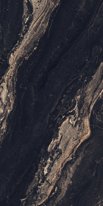 Black Luxe High Gloss Sugar and Glue Effect Porcelain 60x120cm Wall Floor Tiles